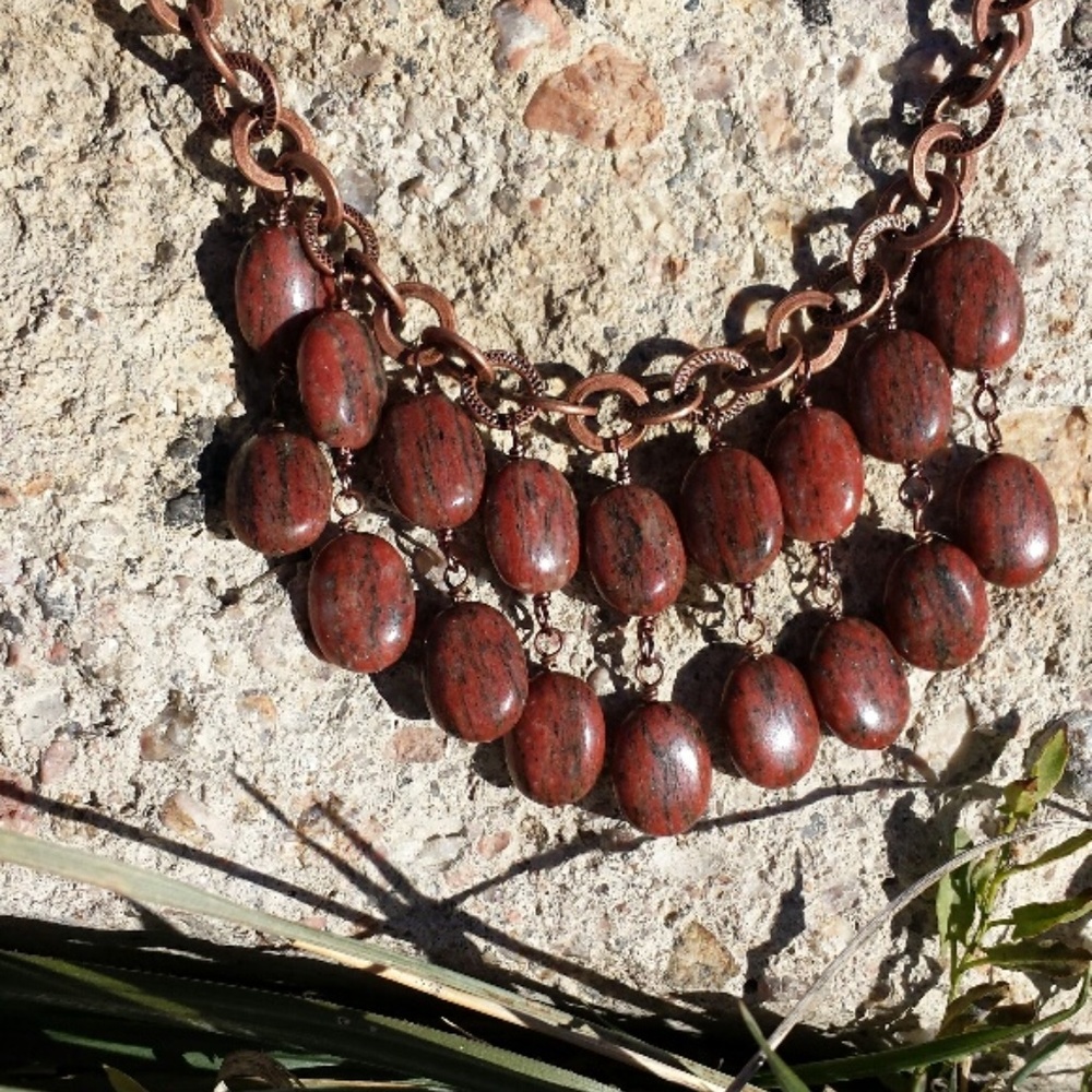 HANDMADE Copper "Bib" Stone Necklace